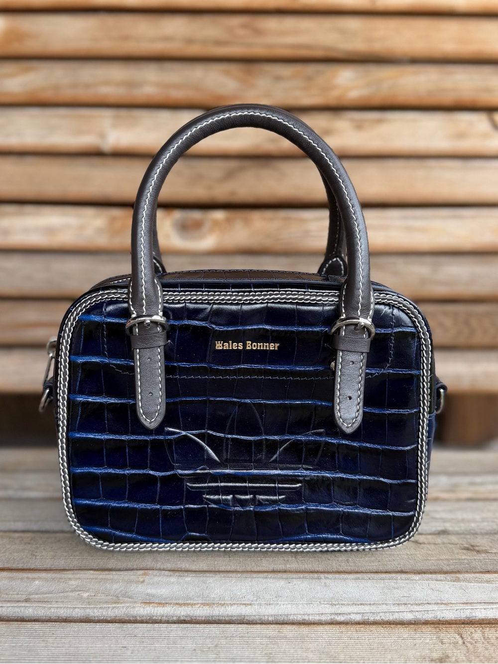 ADIDAS Men's x Wales Bonner Croc Print Bag in Collegiate Navy